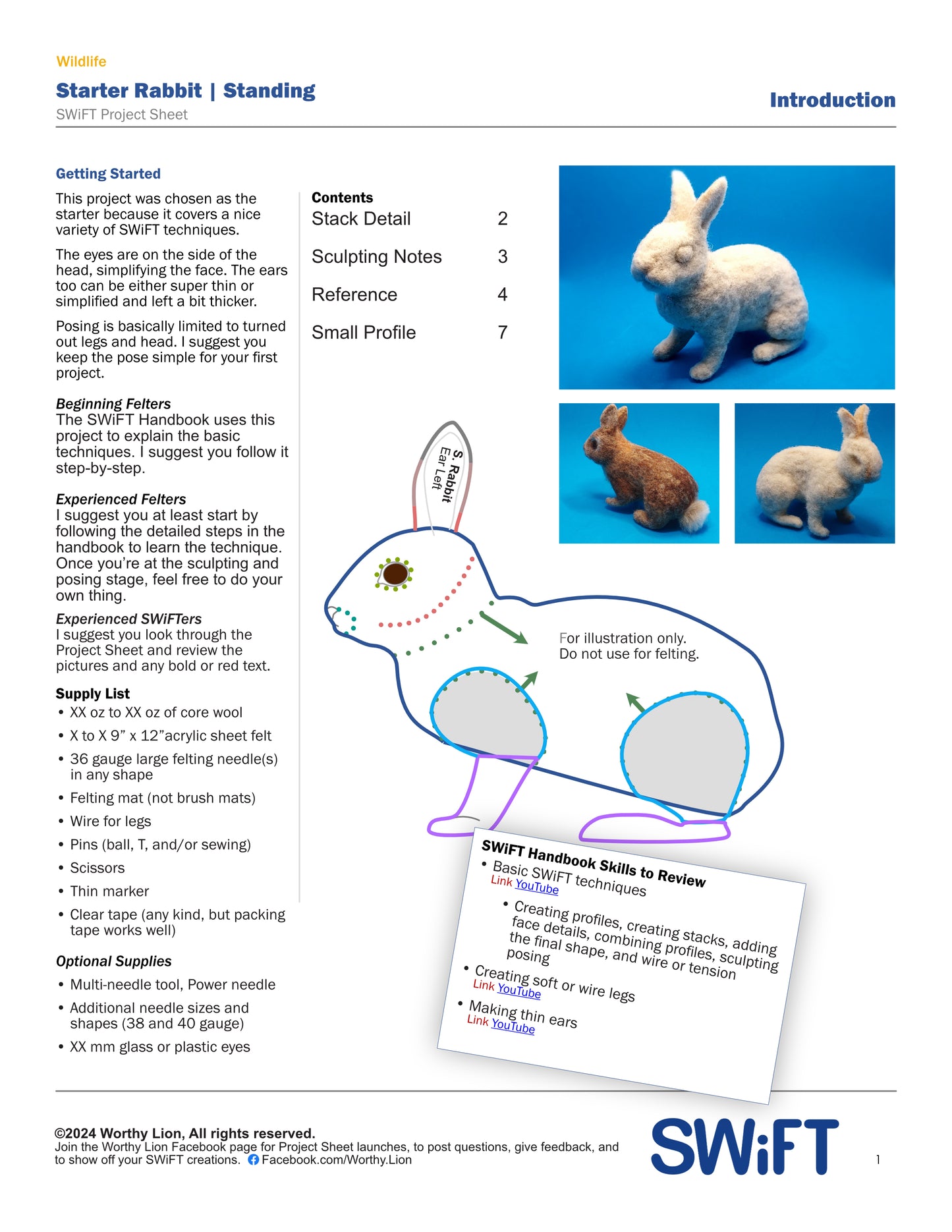 $7 PRINTED and SHIPPED Rabbit Starter Project Pattern